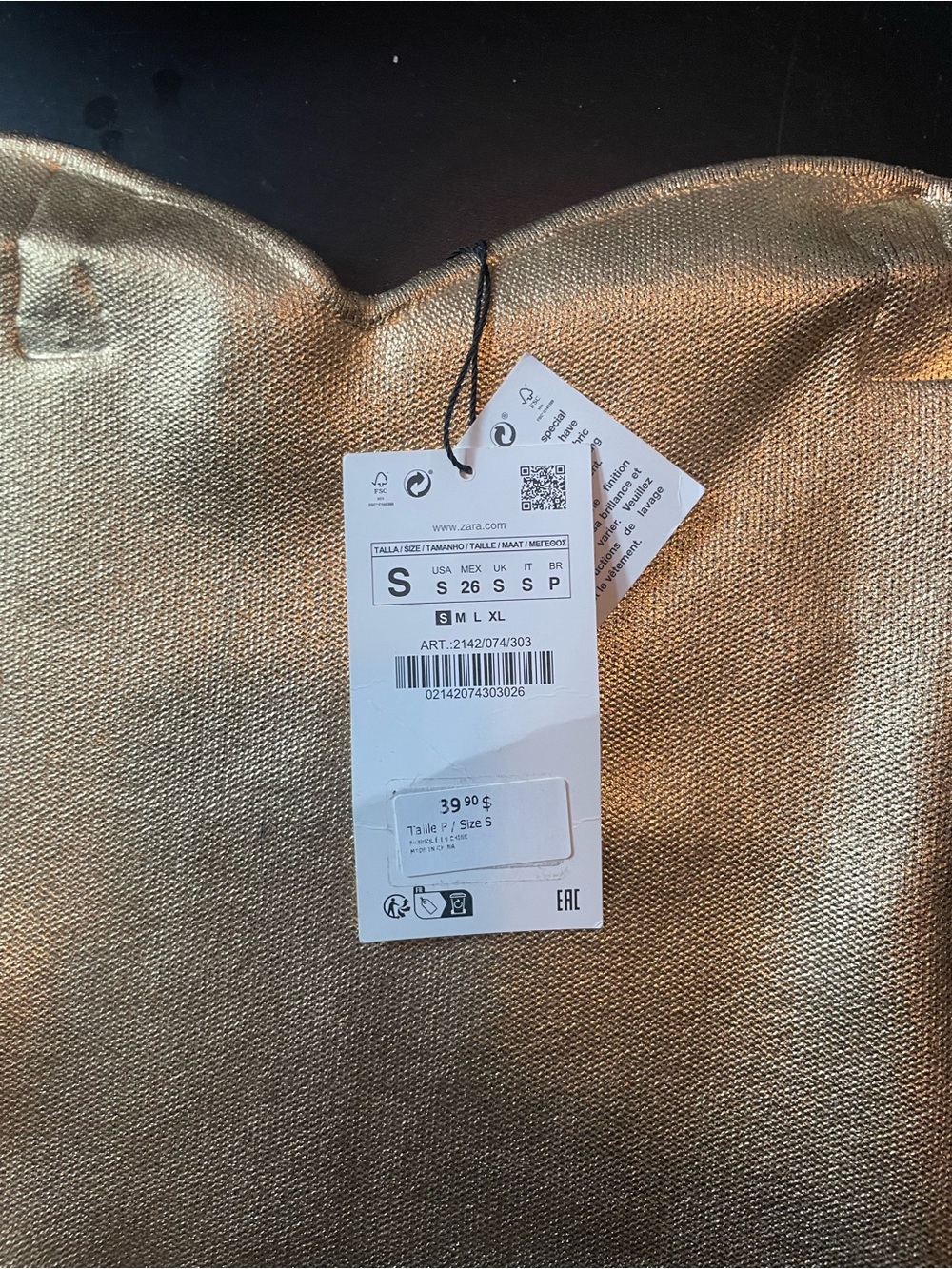 Zara Gold Strapless Metallic Bustier Tube Top - Knit - Picture 8 of 10